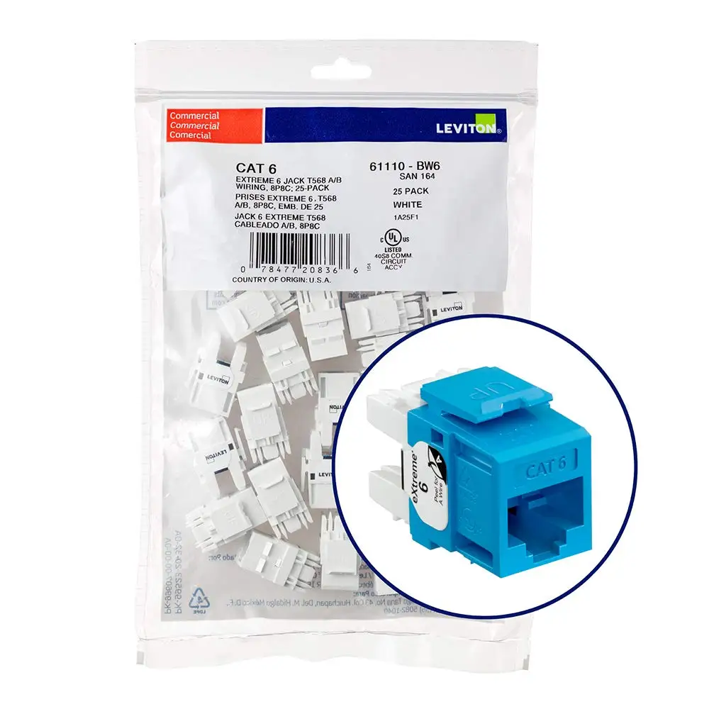 BL6 eXtreme 6+ QuickPort Connector, CAT 6, Blue, 25-Pack