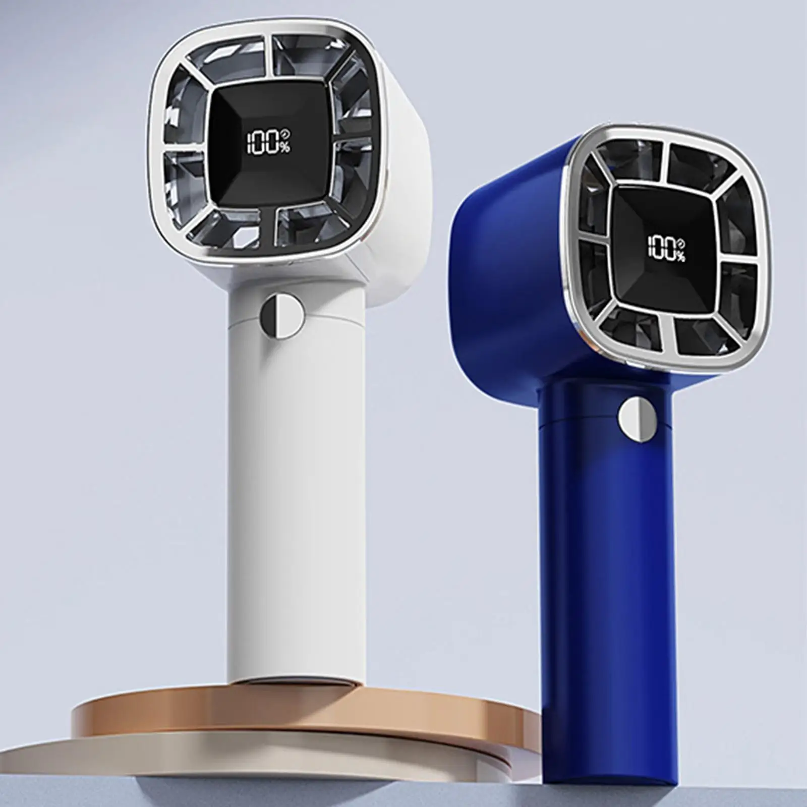 Handheld Fan USB Rechargeable Mini Portable Fan Digital Display Air Cooling Fan Table Fan 3 Wind Speeds