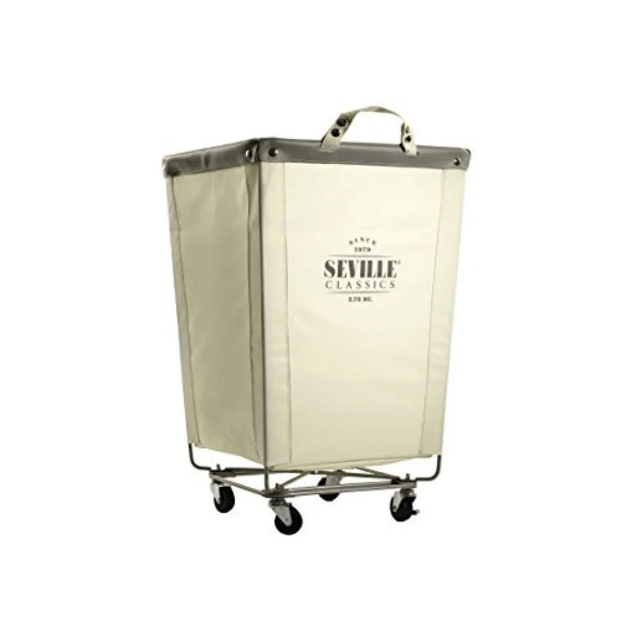 

Large Commercial Heavy Duty Rolling Steel Frame Laundry Hamper Canvas Cart Bin w/ Wheels for Hotel Home Closet Bedroom PATENTED