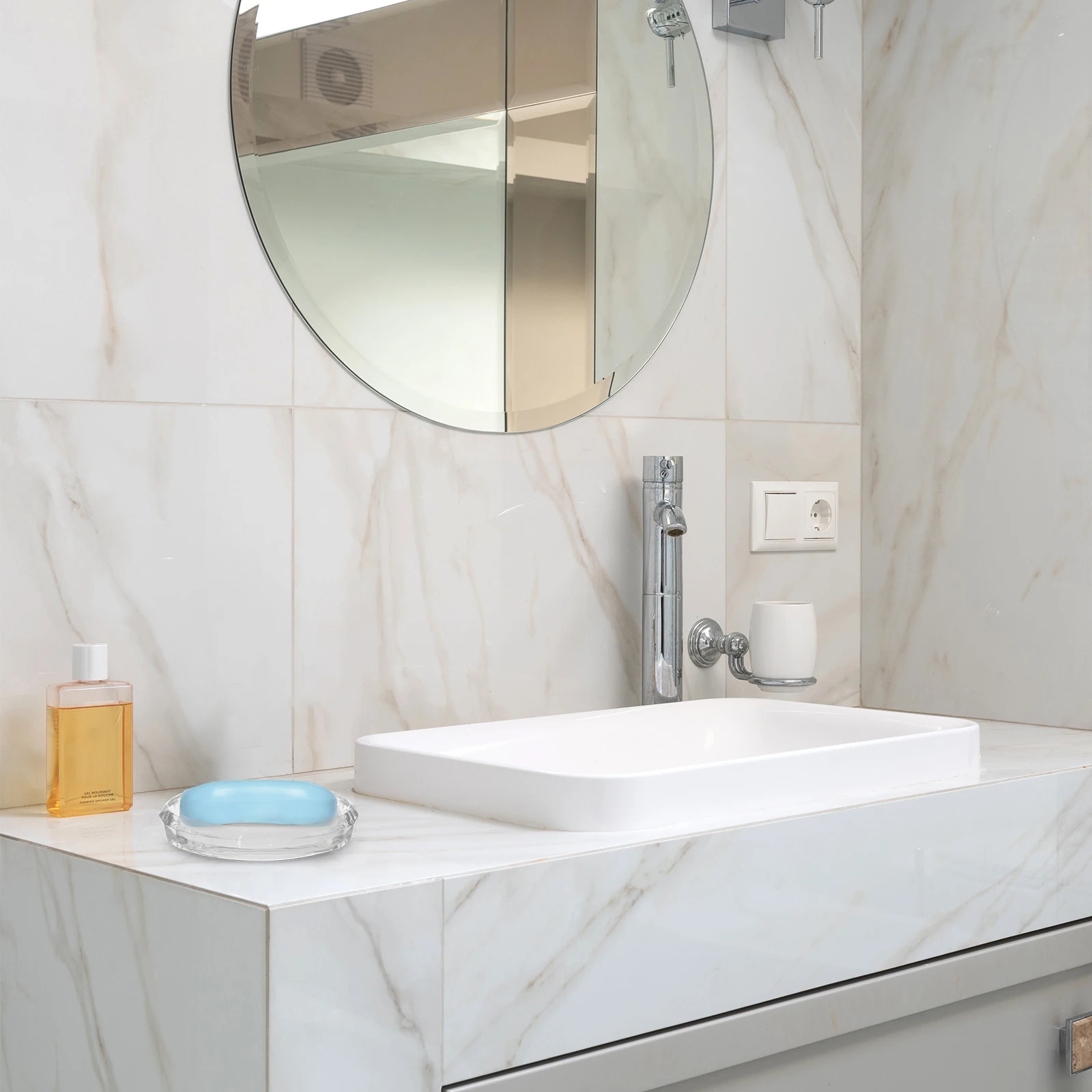 

1Pcs Oval Glass Soap Box Creative Bathroom Accessories Transparent Soap Tray for Sink Bathtub Counter Top Bathroom Accrssoreies