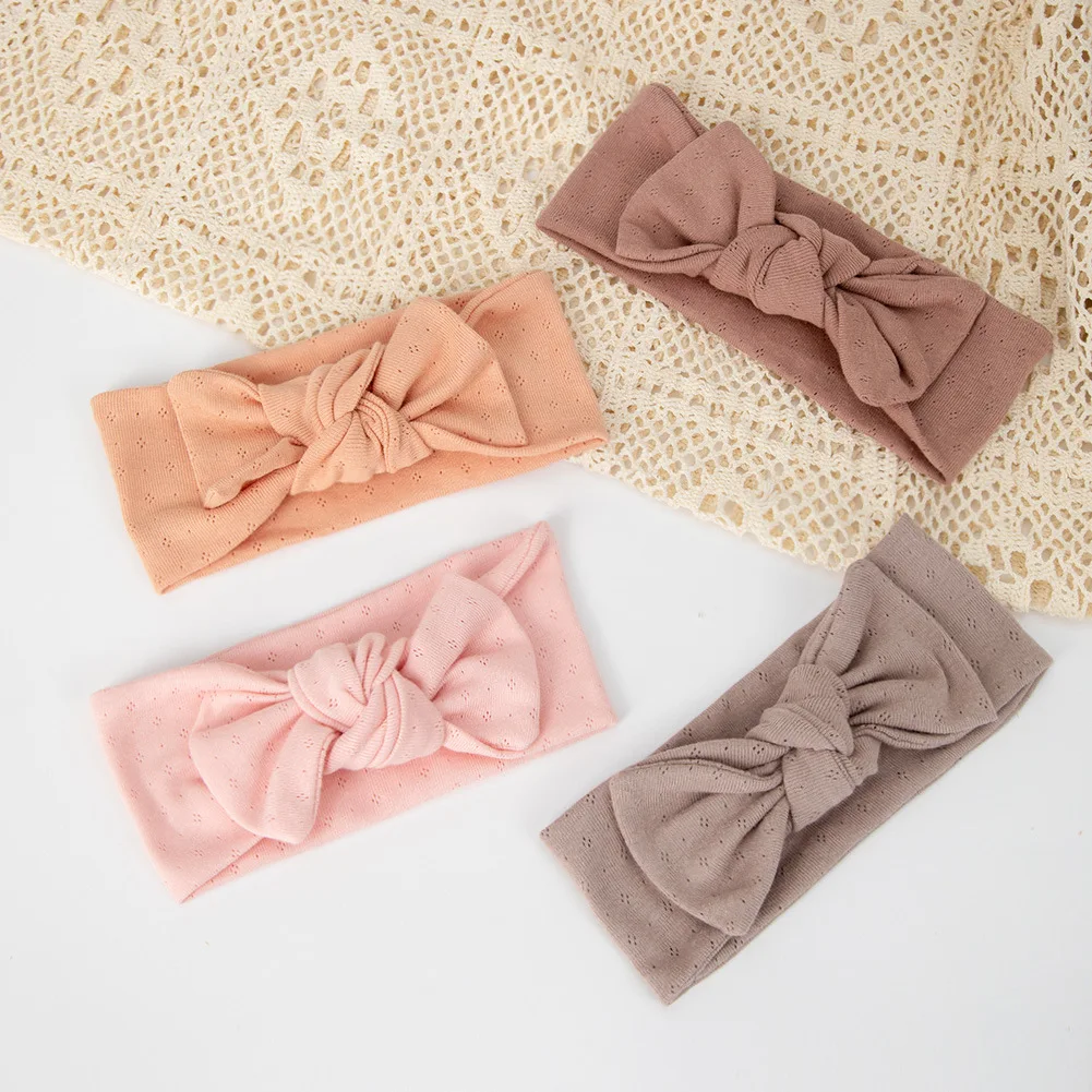 

20pc/lot New Cotton Bowknot Girls Headband Solid Color Knitted Headbands Baby Elastic Hairbands Kids Hair Accessories Wholesale