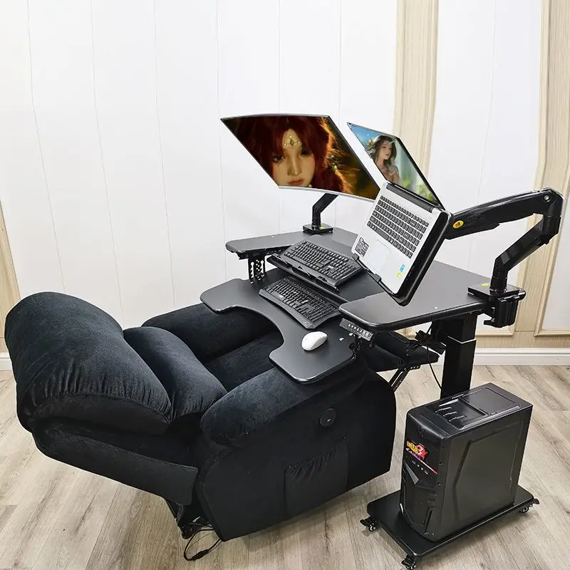 Desktop computer desk mobile lifting bracket folding suspended computer bracket