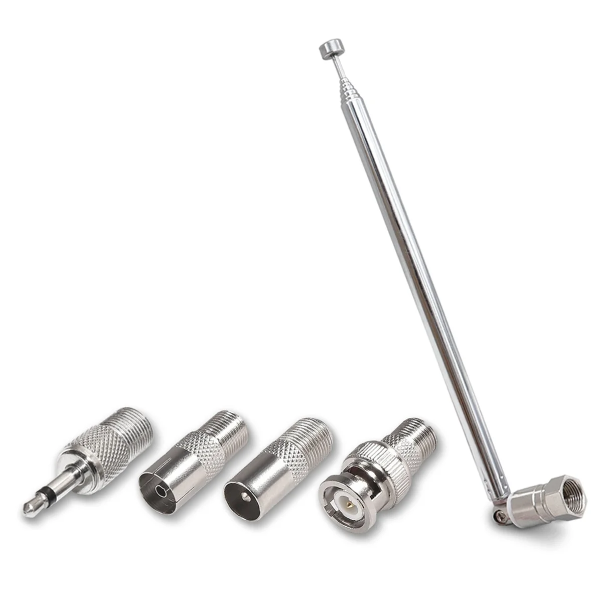 SWXF 1set Rod Antenna 3.5mm Adapter FM Radio Antenna Replacement Telescopic F Type Male Plug Connector AV Stereo Receiver