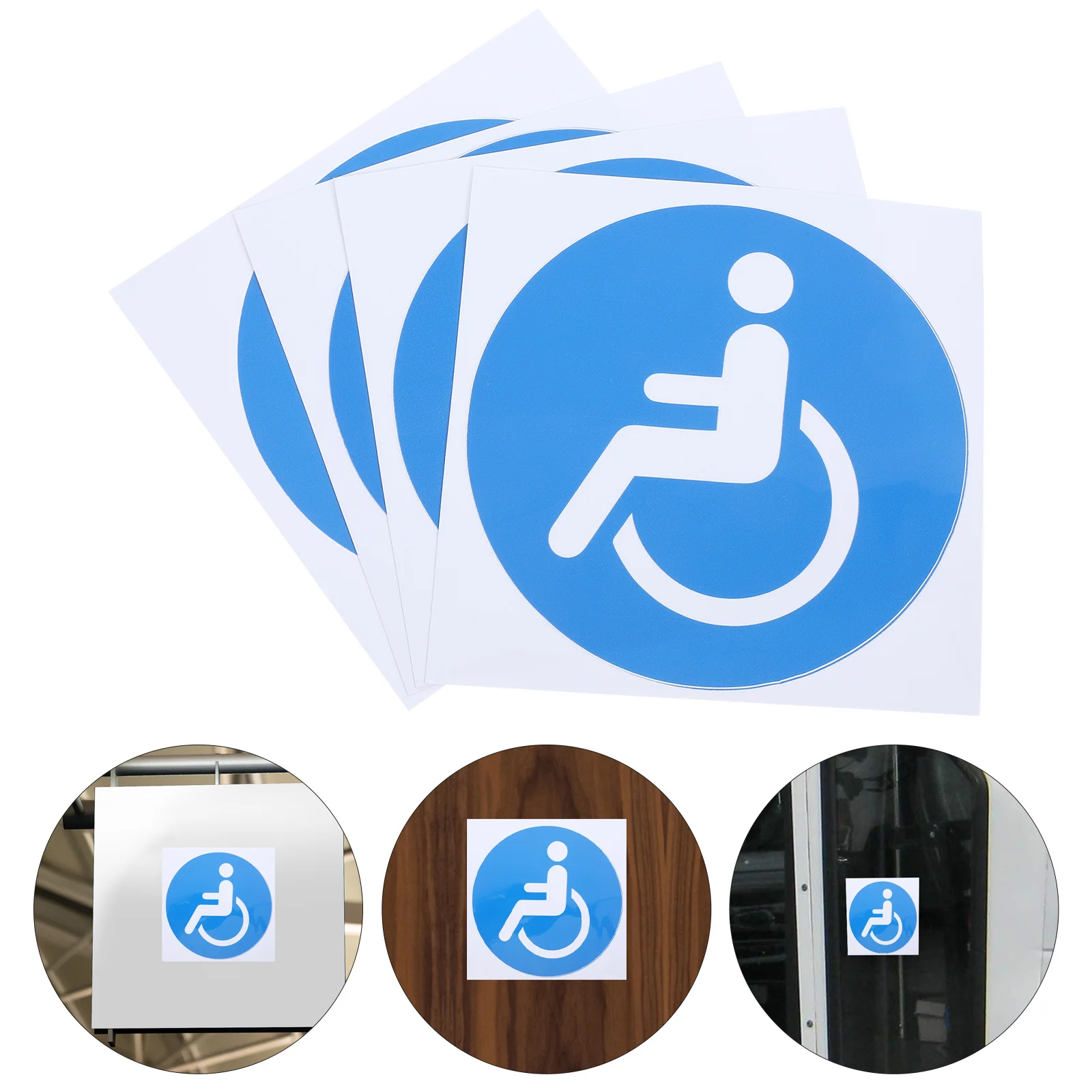 4Pcs Disabled Wheelchair Stickers Weatherproof Adhesive Disabled Parking Signs for Car Windows Glass Doors Outdoor Indoor