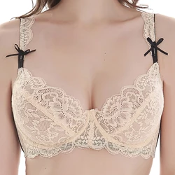 2024 New Sexy Lace Bras For Women Beige Khaki Black Pink Purple Adjustable Straps ABCDE Cup Underwear Plus Size Lingerie