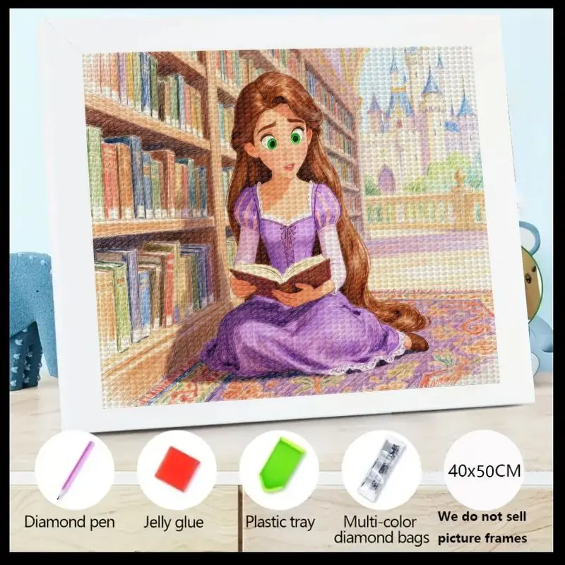 1 шт., 5D полный дрель, набор для алмазной живописи, длинные волосы, сказка, принцесса, книга для чтения, библиотека, замок, сцена, алмазное искусство, кристалл «сделай сам» 1 шт., 5D полный дрель, набор для алмазной живописи, длинные волосы, сказка, принцесса, книга для чтения, библиотека, замок, сцена, алмазное искусство, кристалл «сделай сам»