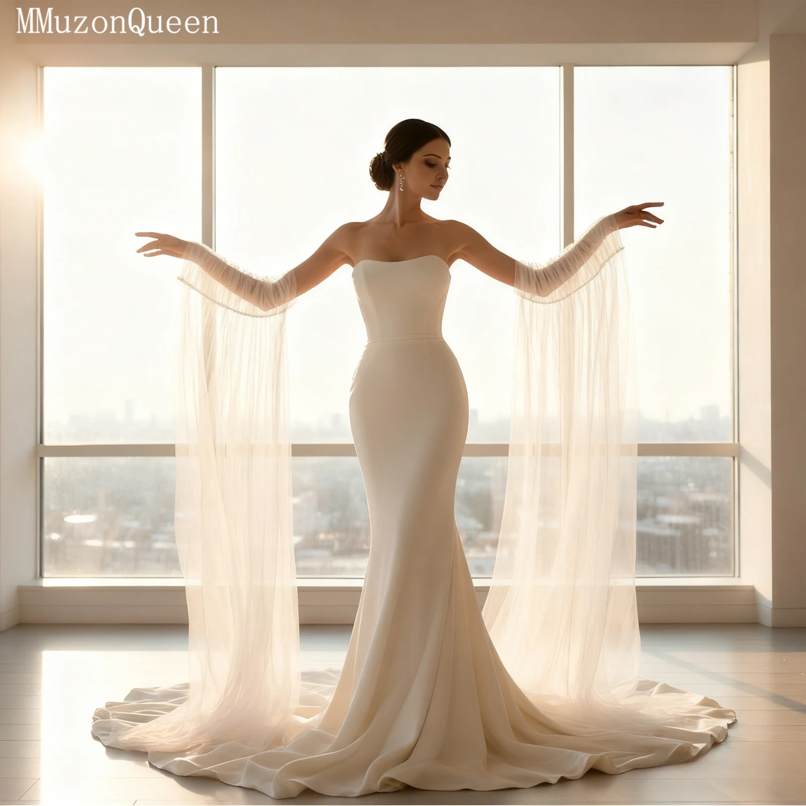 

TOPQUEEN женское болеро элегантное Guantes Largos Mujer свадебные аксессуары для невест со съемными свадебными рукавами VG136