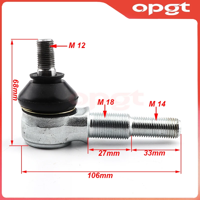 OPGT M12X60mm M14-M18 Adjustable Ball joint Kit Fit For Bashan Kangchao 200-7 250cc 200cc Electric ATV UTV Go Kart Buggy Parts