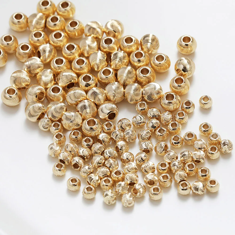 40PCS 14k Gold Plated Brass Beads Spacer Bead  for Jewelry Making Bracelet Findings DIY Hand Made Necklace Accessories 4mm 5mm