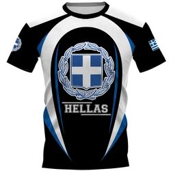 Hellas T-shirt For Men's Geometric Line Greece Flag National Emblem Printed Men's T-Shirt Large Street Casual Men's T-Shirt