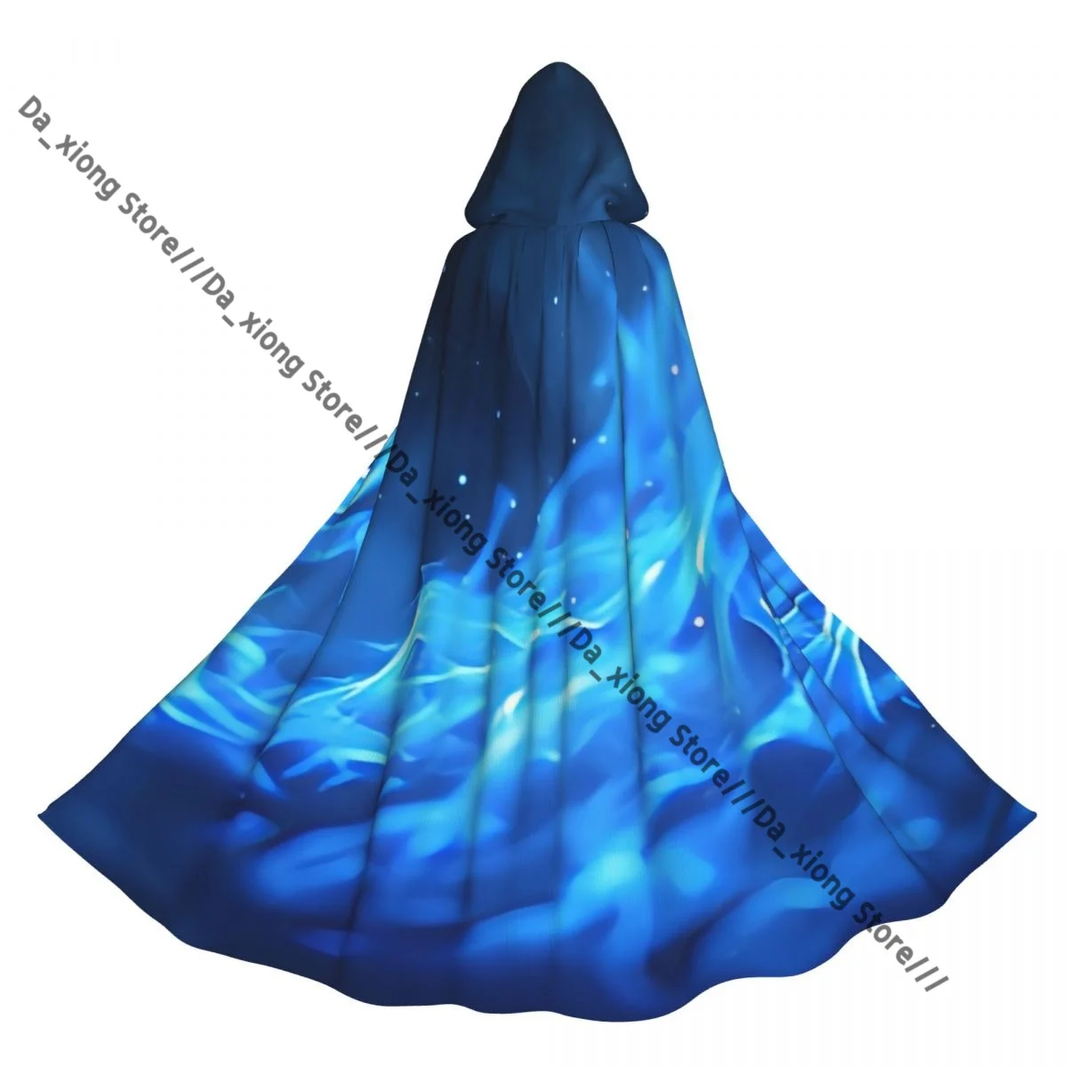 

Adult Blue Fire Flames Cloak Cape Hooded Medieval Costume Witch Wicca Vampire Halloween Costume Dress Coat