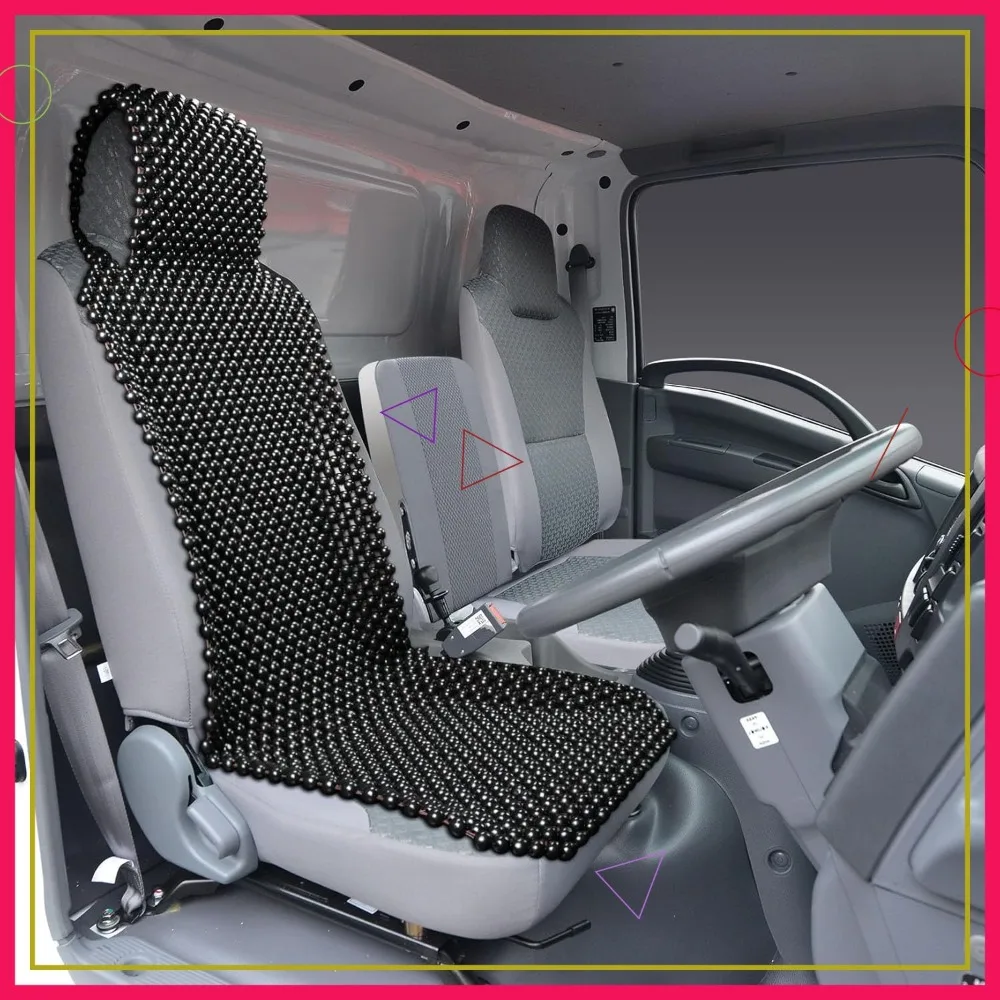 

Natural Beaded Car Seat Covers for Cars & Trucks, Cooling 18mm Beads, Pressure-Free, Anti-Sweat Driving Pad