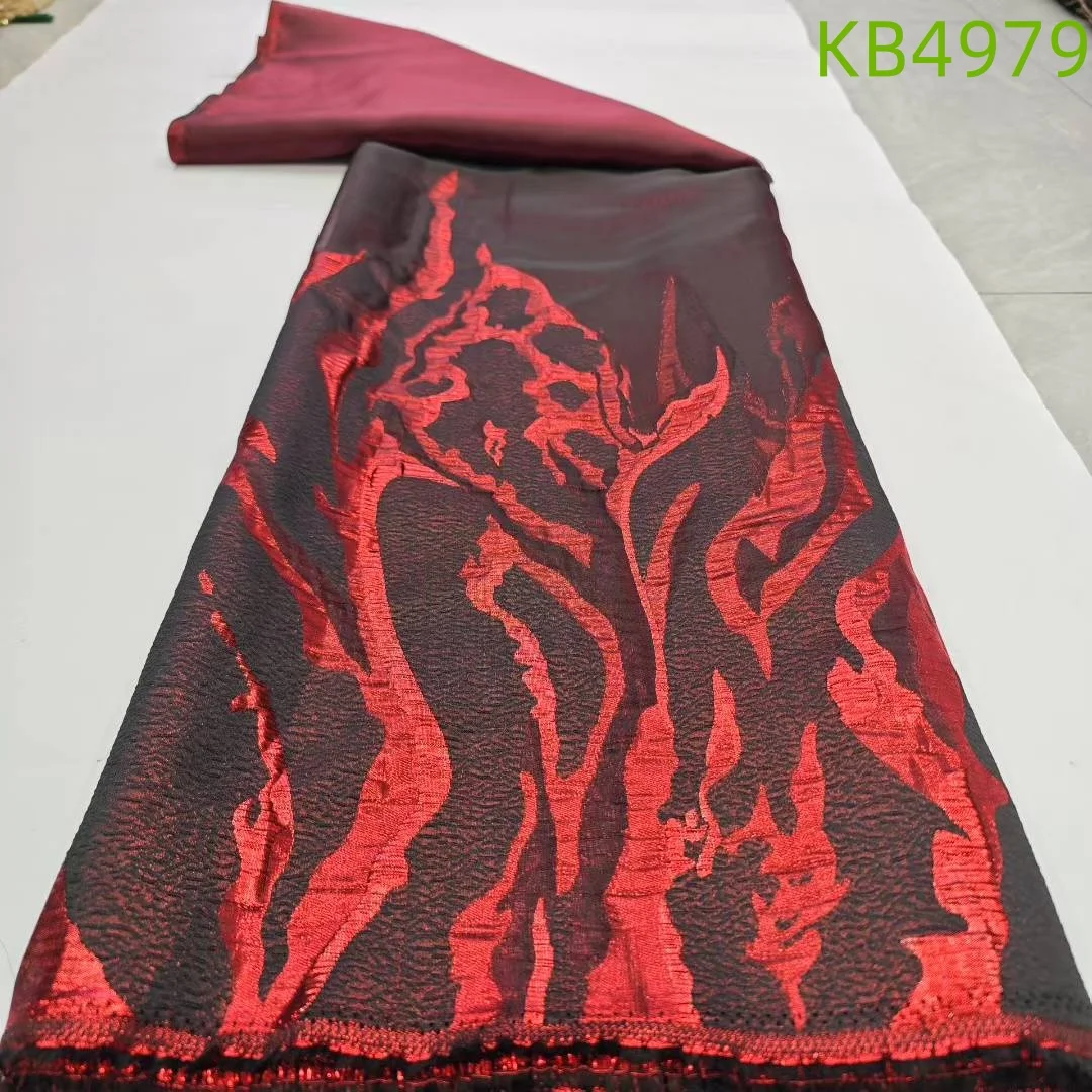 Green Organza Damask Cloth Brocade African Lace Fabric 5 Yards High Quality 2026 Nigerian Jacquard Lace Fabric For Sewing KB4979 view 3