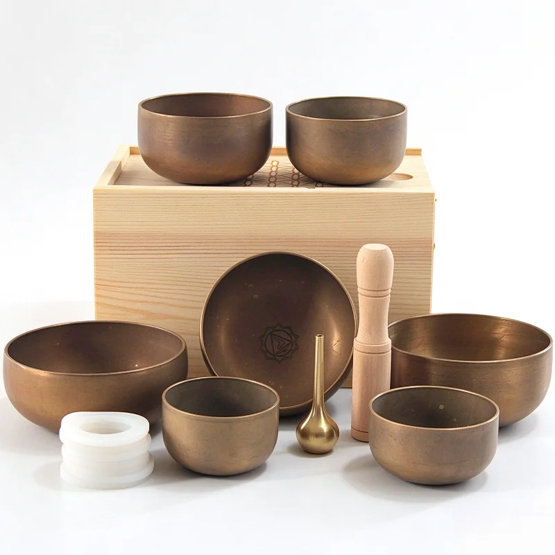 Mini Sound Bowl Set Brass Meditation Singing Bowls Sets Small Handmade Nepal Singings Bowl Sound Healing Yoga Sounds Bowls