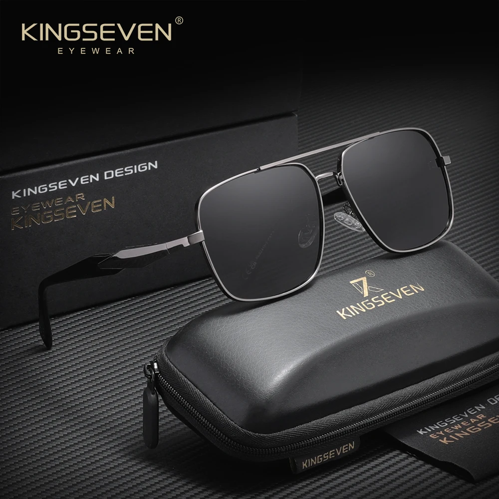 KINGSEVEN Retro-Sonnenbrille, polarisiert, UV400, modische Brille, quadratische Rahmen, für Herren, lässig, für den Außenbereich, blendfrei, zum Fahren, Vintage-Brille