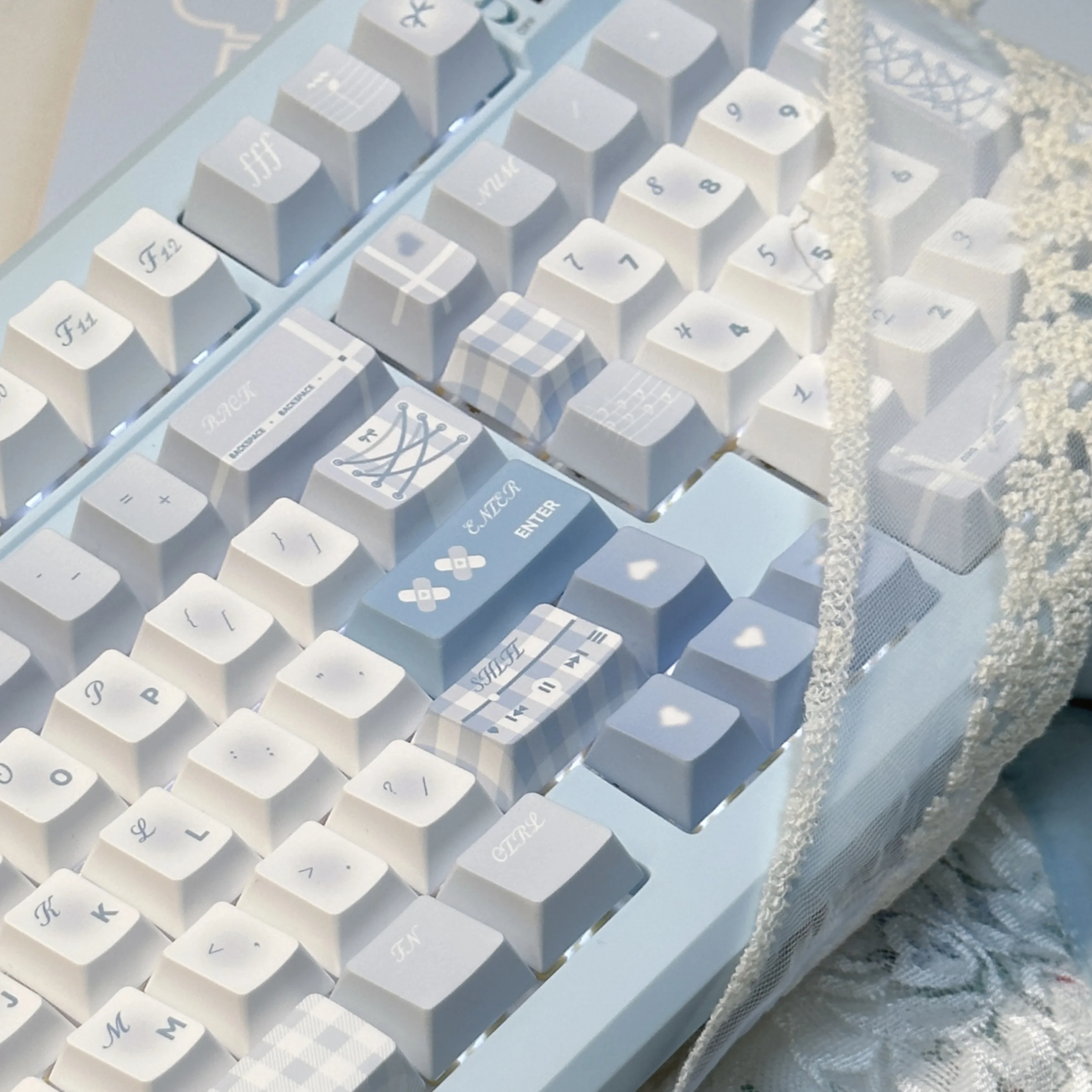 

131 Keys Blue Theme Keycap Nice Chreey Profile PBT 5-sided Heat Sublimation Customized Keycaps for Mechanical Keyboard Caps