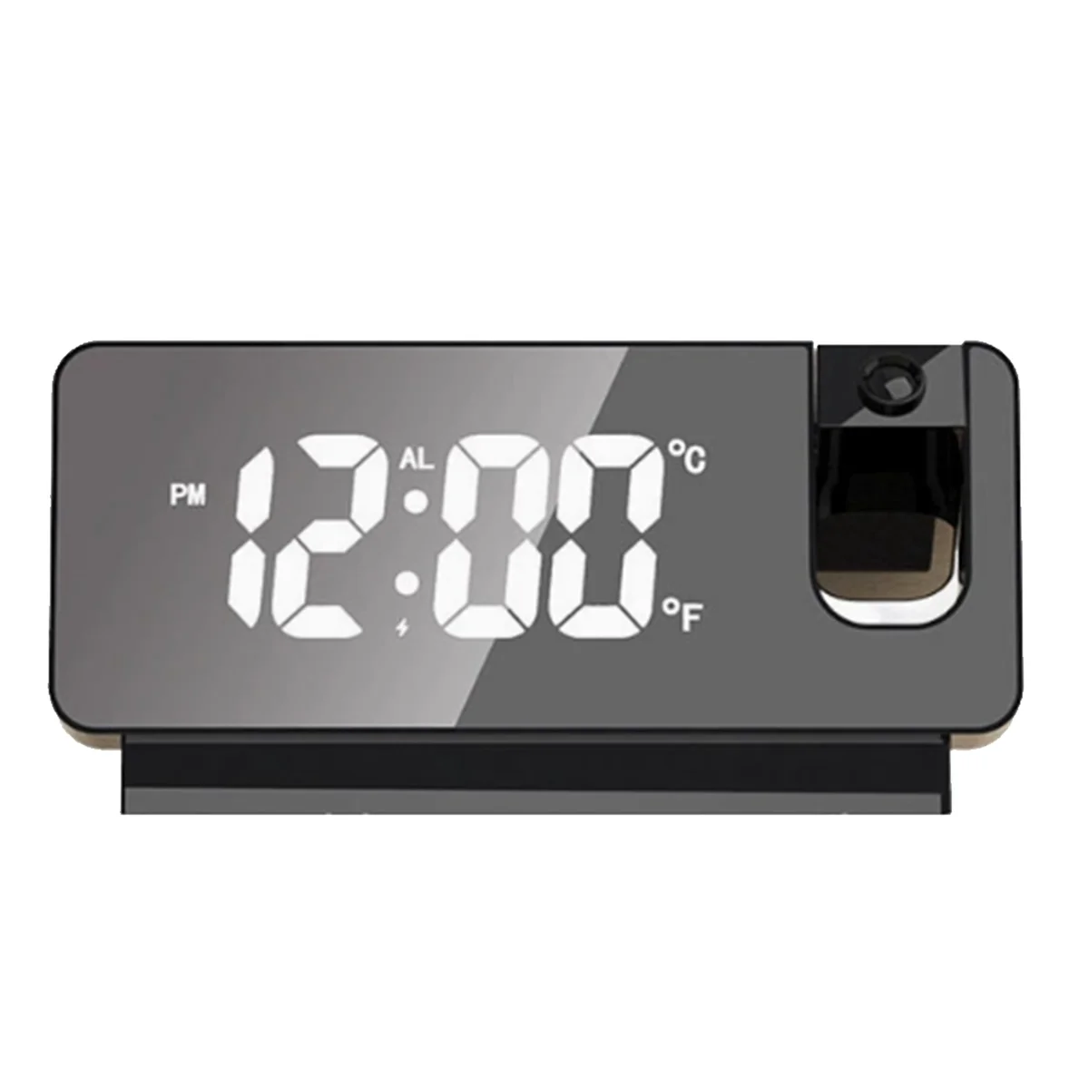 AA98 Electronic Clock, LED Large Screen Mirror Alarm Clock, Luminous Temperature and Humidity Projection Small Alarm Clock