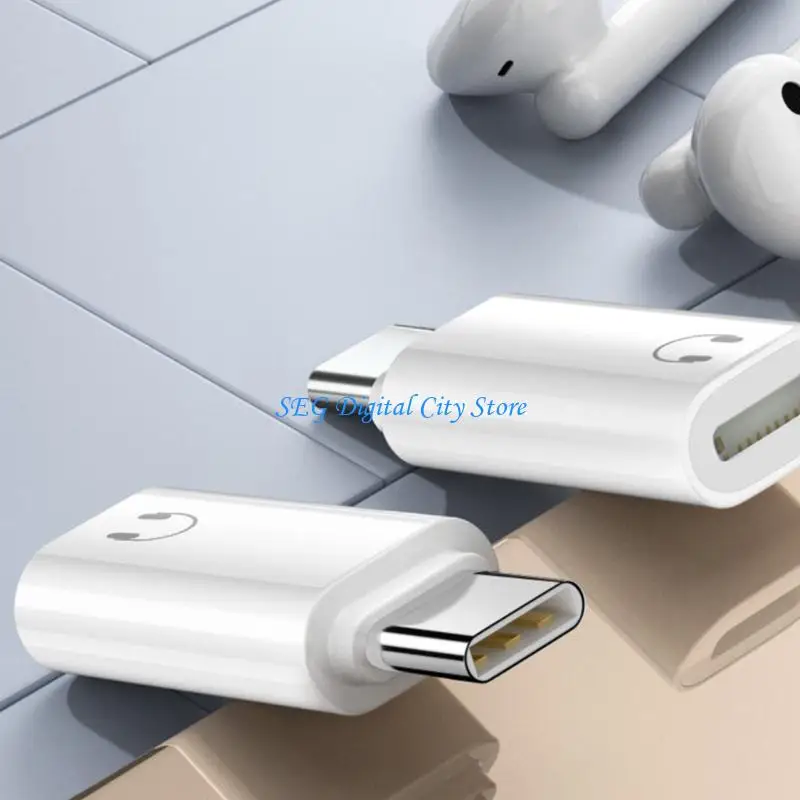 

U75B USB C Headphone Music Adapter Male Type C to Female 8Pin Port Earphone Converters for Headphones