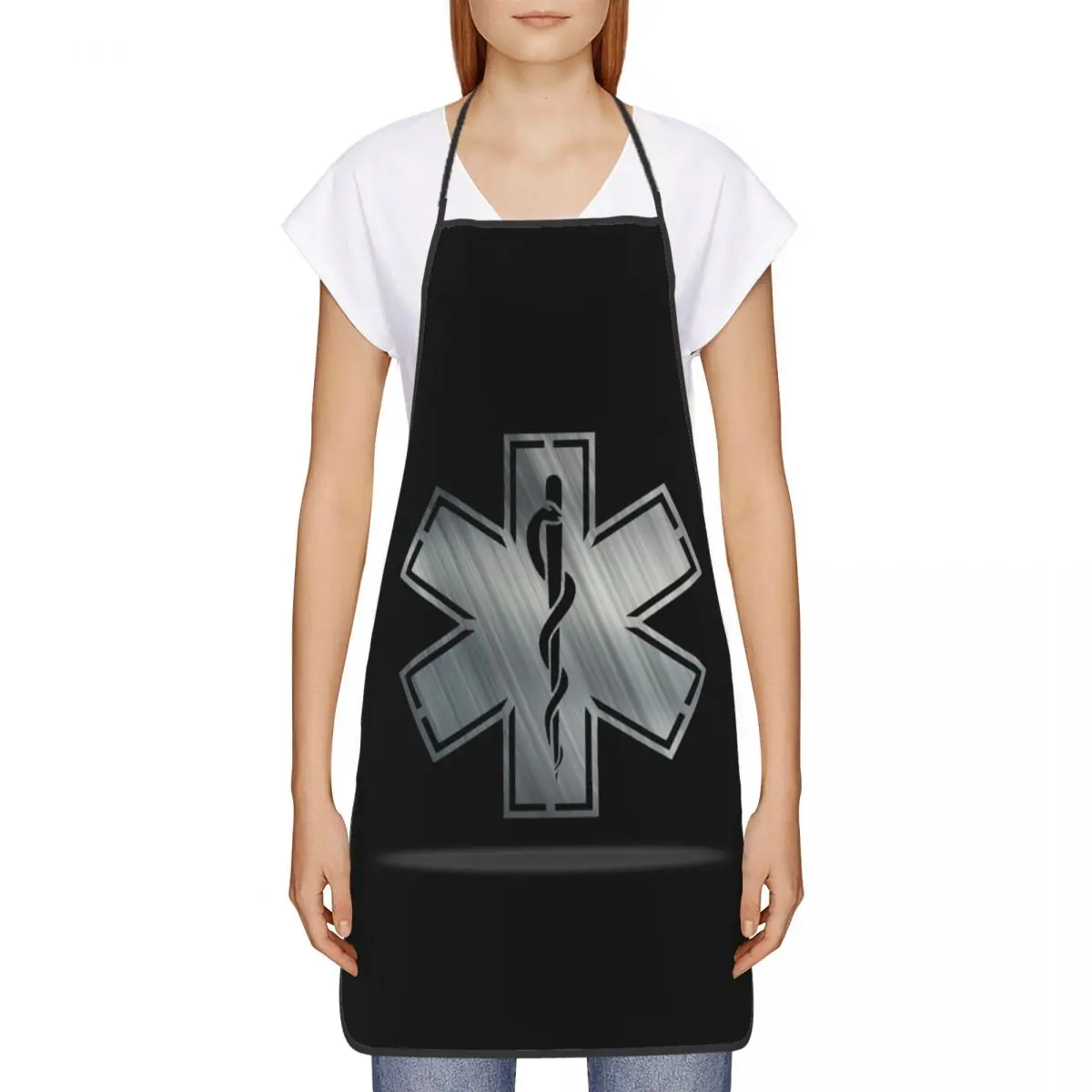 Emt Star Of Life Funny Aprons for Men Women Paramedic Medical Unisex Kitchen Chef Bib Tablier Cuisine Cooking Baking Gardening