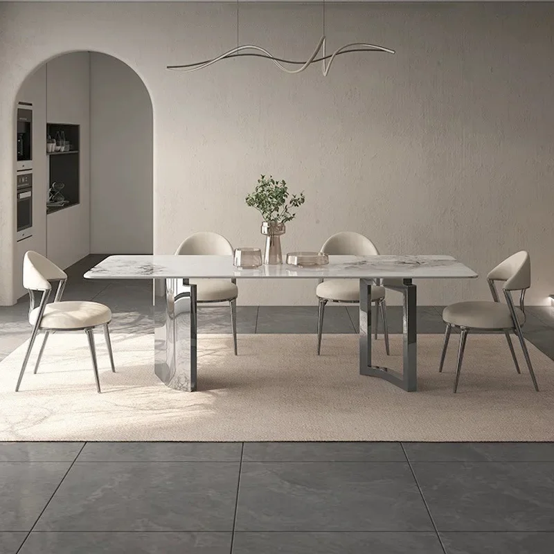 Wabi-Sabi Metal Frame Dinner Table Stain Resistant Multifunctional Upgraded Version Stackable Machine Washable