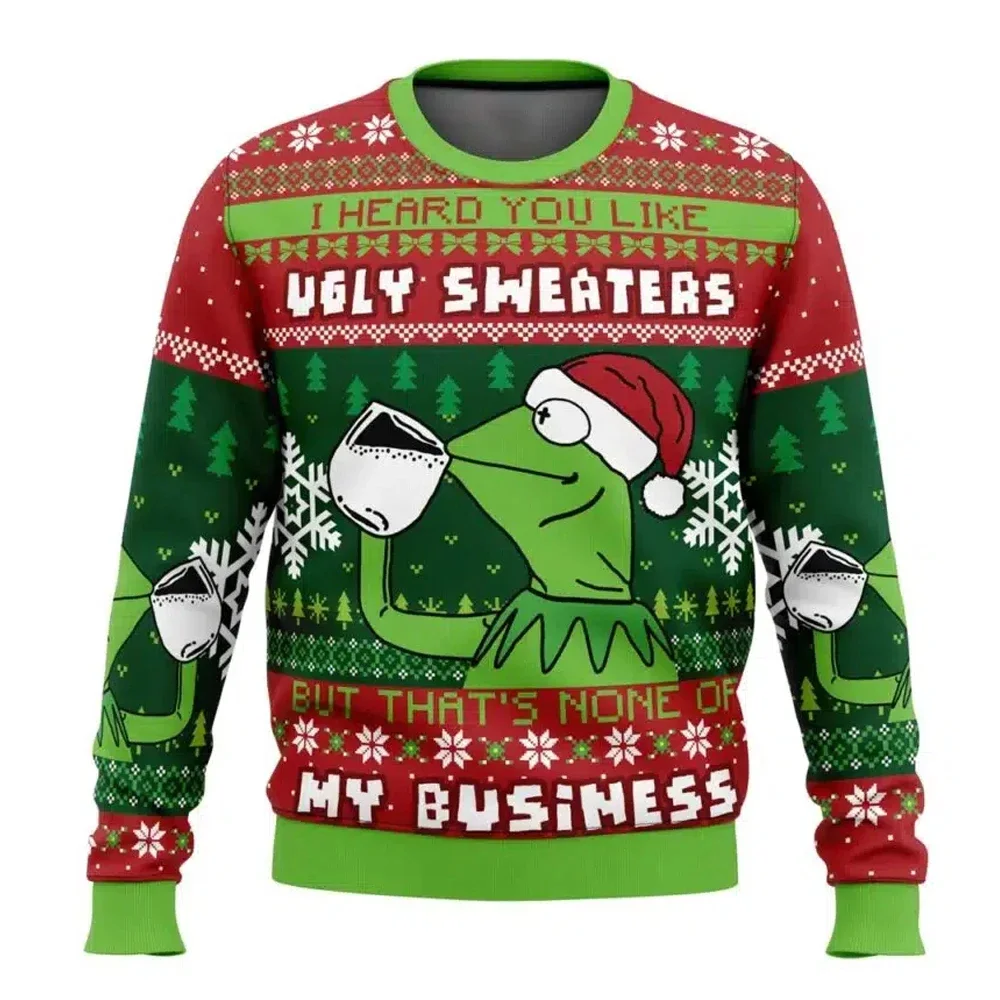 كيرميت الضفدع سترة عيد الميلاد القبيحة الكرتون أنيمي النساء الرجال البلوز الأعلى 2025 موضة جديدة زوجين هوديي البلوز... #3