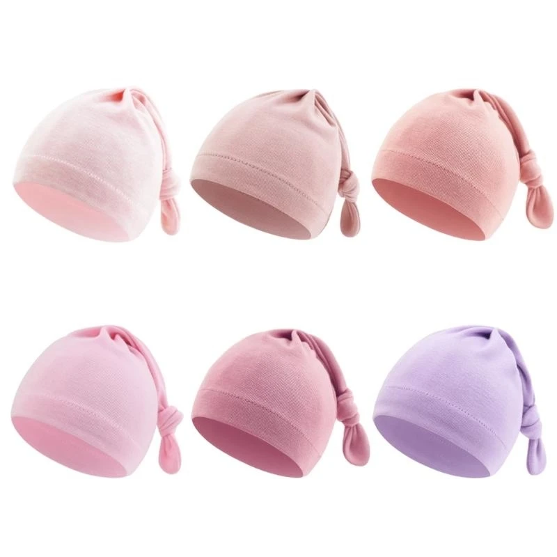 

Set of 6pcs Baby Bonnet Soft & Breathable Warm Bonnet Single Layer Knotted Hat
