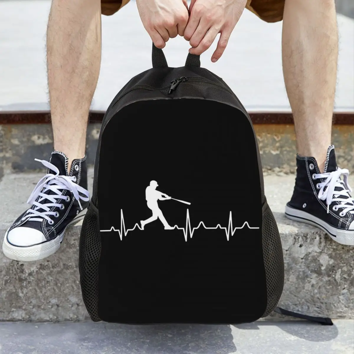 

Рюкзак для бейсболистов с изображением сердцебиения, вместительный, для мальчиков и девочек, школьная сумка, сумка через плечо для мужчин и женщин