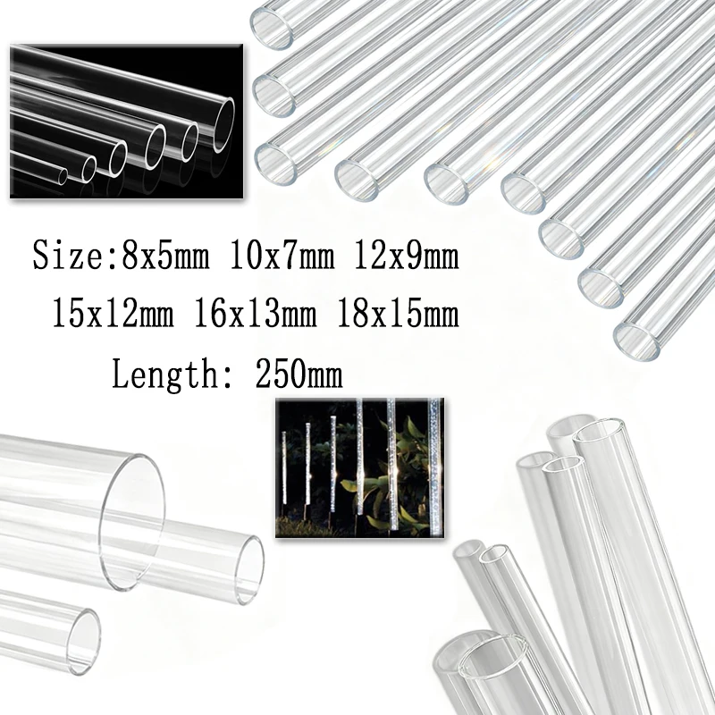 1-5pcs OD 8-18mm Transparents Acrylic Tube Rigid Round Tubing 250mm Length PMMA Organics Glass Tube Plastic Pipe Fittings