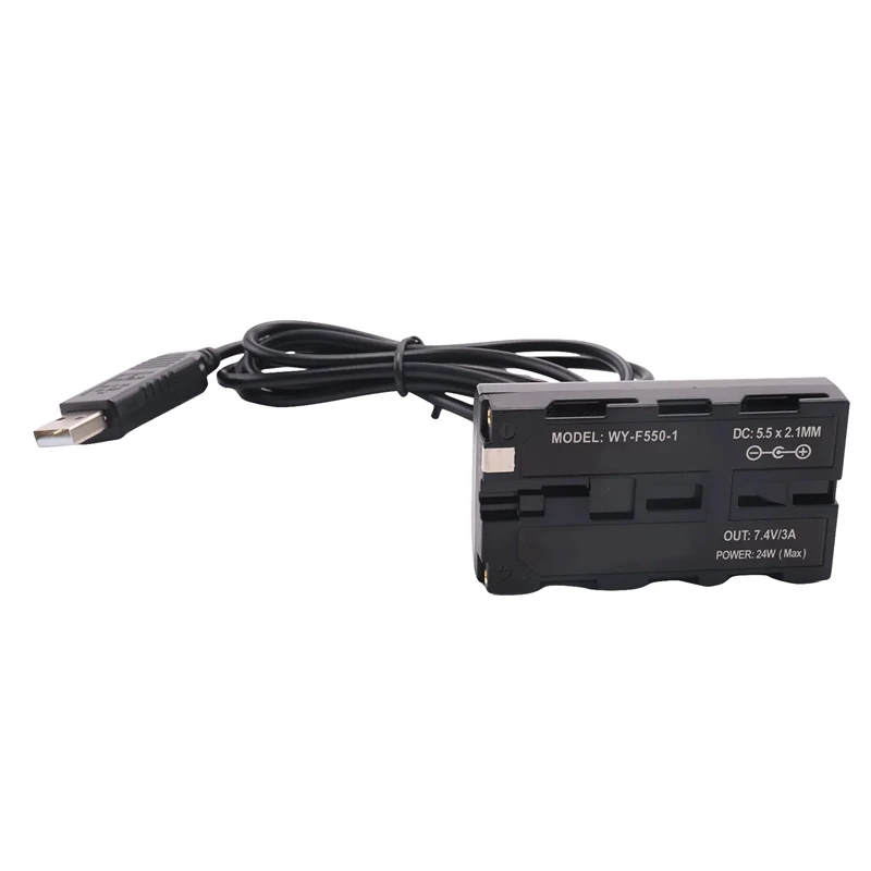 DC Coupler Dummy Battery+5V USB Cable For Sony NP F550 F570 F770 F750 F970 F990 With USB Cable