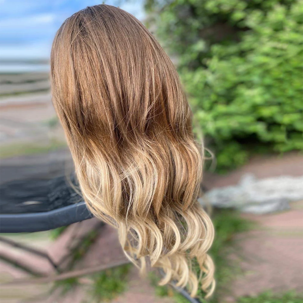 Golden Blonde with Honey Highlights Wig High Quality FIBRE Synthetic Futura Cosplay Wigs Loose Body Wave Lace Front Wig Wear&Go