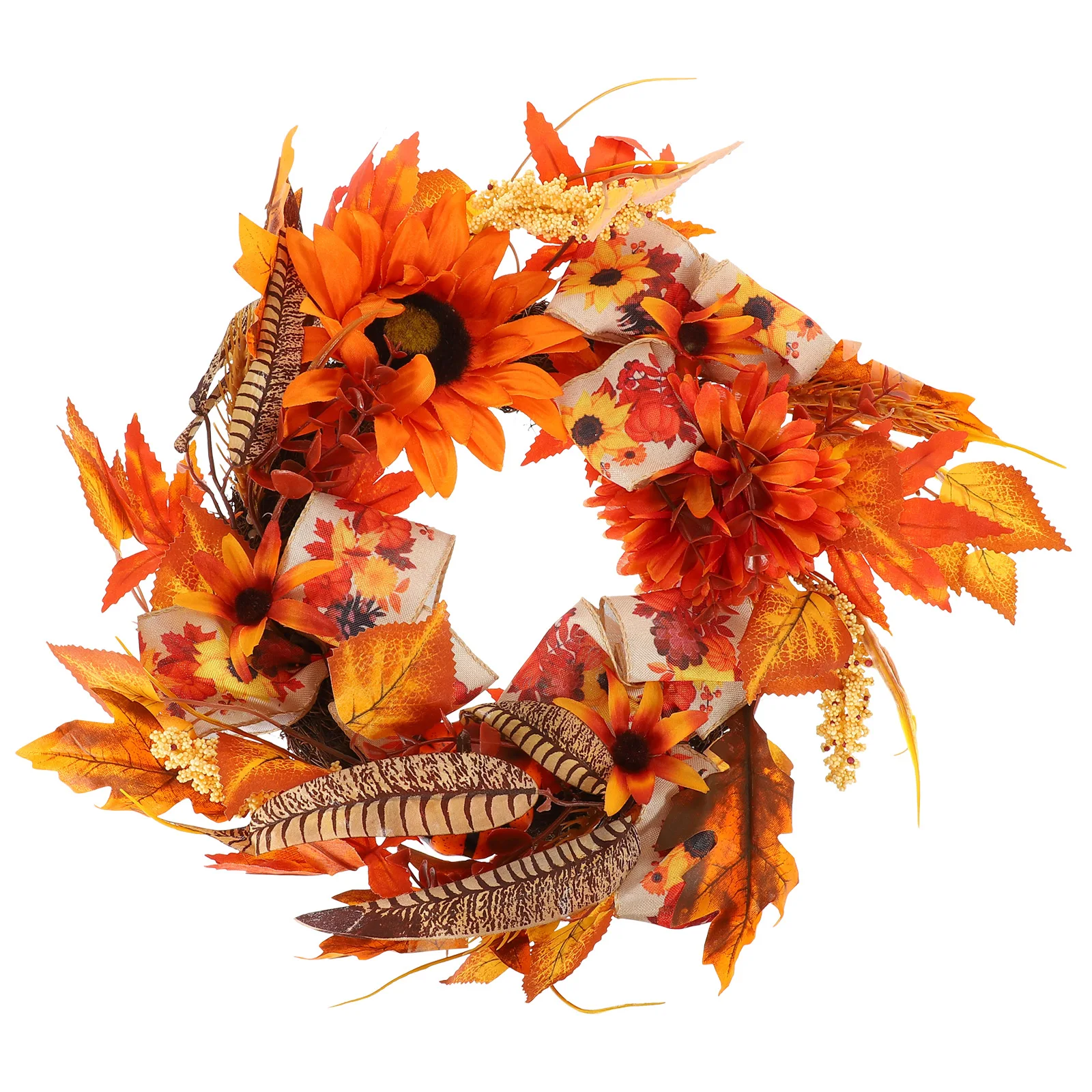 

Silk Pumpkin Wreath Fall Harvest Festival Decor Thanksgiving Day Door Wall Fence Rustic Home Holiday Photography