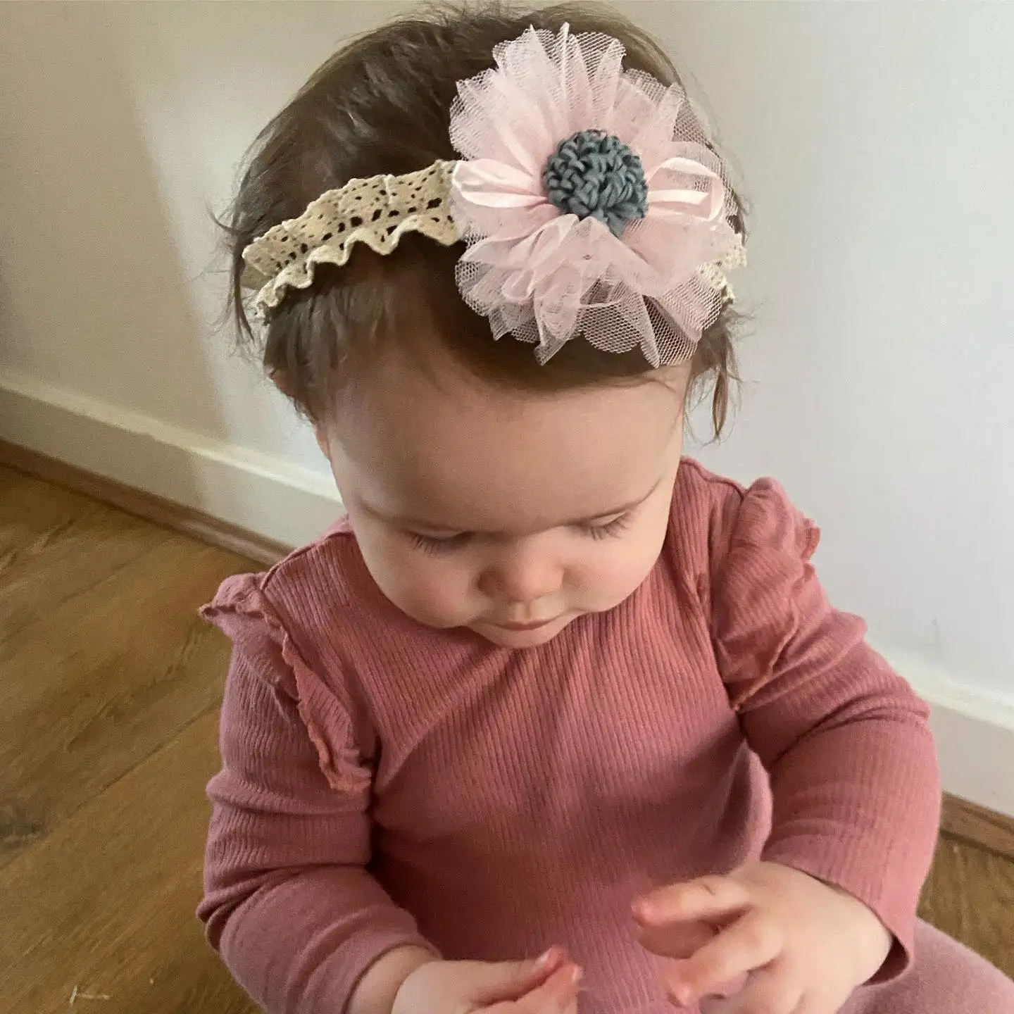 

Flower Lace Baby Headbands Princess Girls High Elastic Cotton Hair Bands Infant Korean Organza Kids Hairbands Headwraps