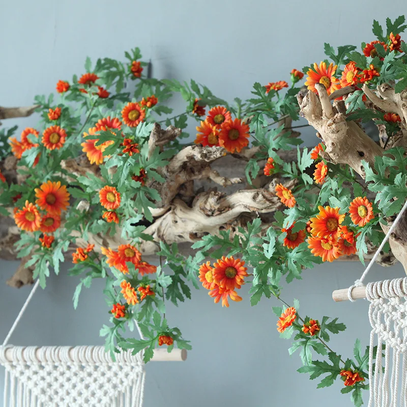 Simulation daisy flower vine sunflower flower vine fake flower rattan living room air conditioning duct decoration window cover