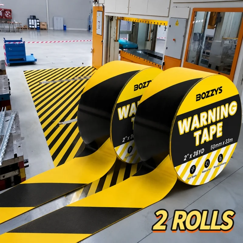Floor Tape PVC Caution Tape Self-Adhesive Waterproof Safety Warning Hazard Tape for Warehouse Factory Forklift