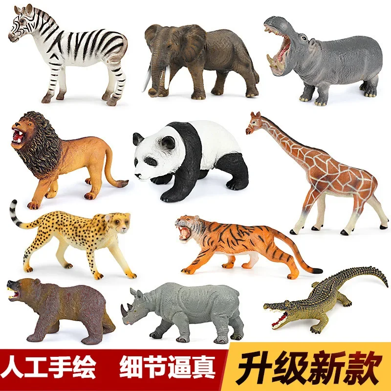 Grandi dimensioni Zoo Animale coccodrillo ippopotamo giraffa panda leone tigre Modello Colla morbida Action Figures Giocattoli educativi Regalo per i bambini