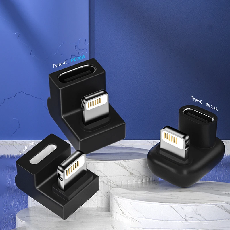 1 قطعة مناسبة لمحول أبل 13 شحن سريع لعبة على شكل حرف U دون حجب الأيدي إضاءة أبل إلى رأس محول TypeC #1