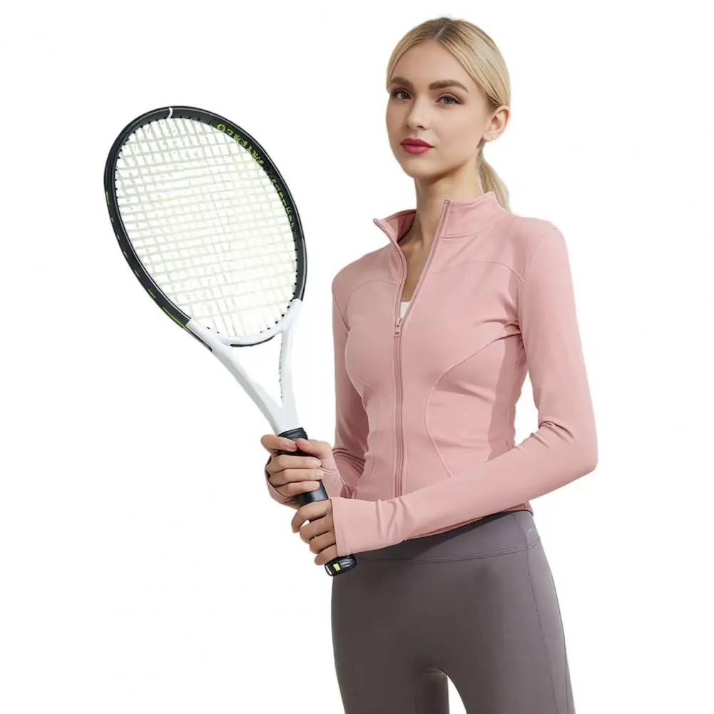 Women Long Sleeve Workout Tops Quick Dry Full Zip Crop Yoga Athletic Shirts Yoga Sportwear with Thumb Holes for Yoga Sportwear