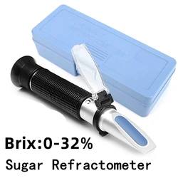 Brix Refractometer Tester With ATC Calibration Sugar 0-32% Tools  Meter for Fruit Vegetables Juice Refractometro