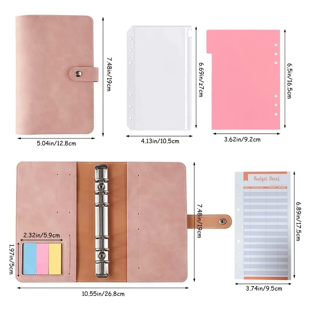 ซองจดหมายเงินสด A6สำหรับการจัดทำงบประมาณ-แพลนเนอร์สมุดเงินงบประมาณหนัง PU กระดาษแยกและสติกเกอร์สีน้ำเงินเข้ม