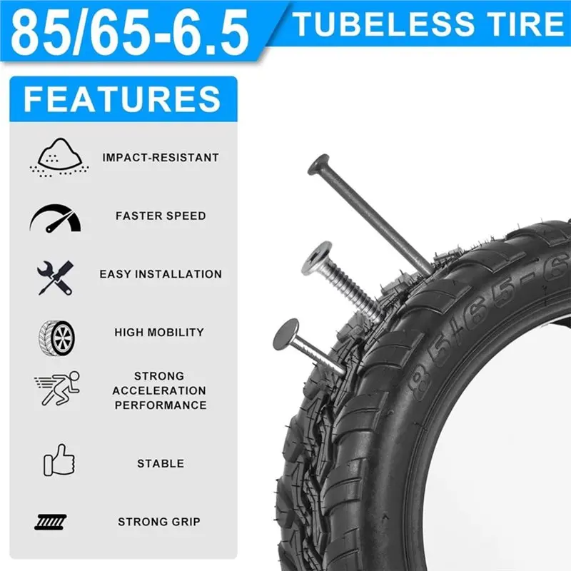 

A79E-85/65-6.5 Vacuum Tire Tubeless Replacement Tire With Air Valve Electric Scooter Tire Parts