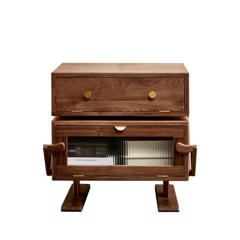 North American black walnut, robot solid wood bedside table, bedroom multi-function locker