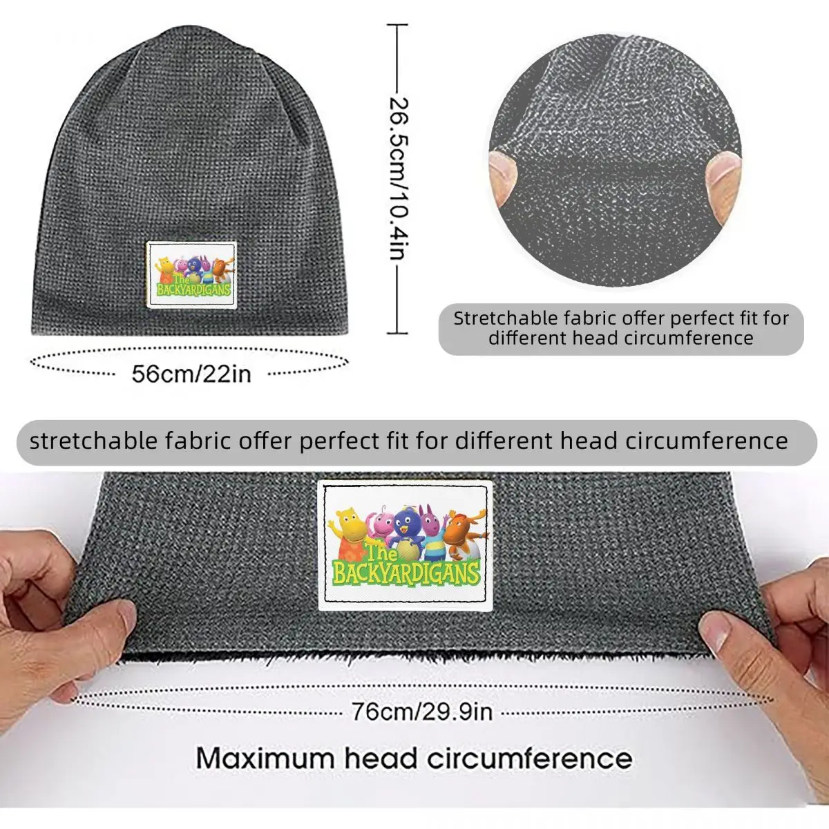 Backyardigans Funny Waffle Knit Fleece Lined Beanie with PU Leather Patch Unisex Warm Winter Soft Cap