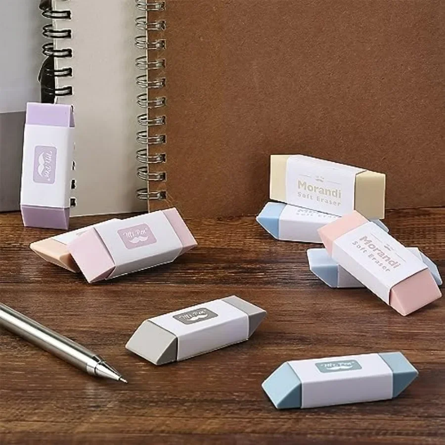 モランディカラーの鉛筆消しゴム10個パック、書き込みと描画に最適、学校用品、メモ取り、スケッチ、クラフトに最適
