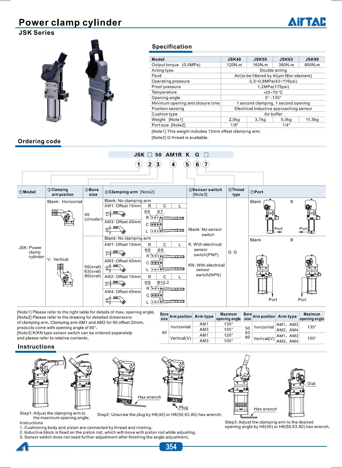 Airtac JSK-Serie Schweißspezial-Klemmvorrichtung Kompletter Kleiner Pneumatikzylinder JSK40/50/63/80 mit Einstellbarem Winkel – Detail 9