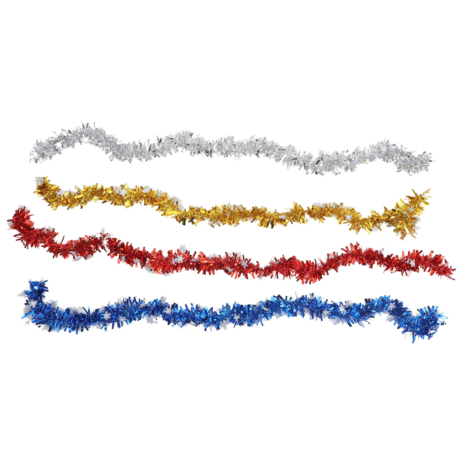 

4pcs Christmas Snowflake Wall Hanging Artificial Decorative Twisted Garland For Party Diy Xmas Decoration Carnival Garden