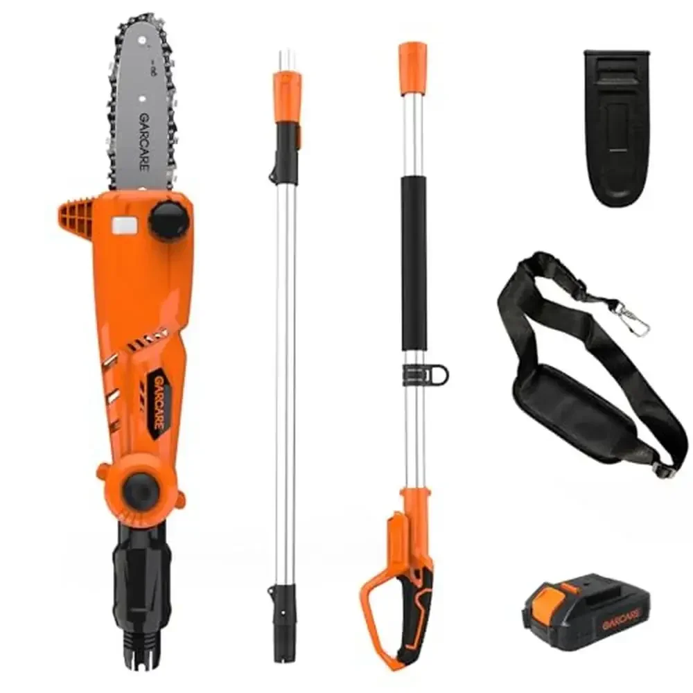 

Cordless Chainsaw 20V 8 Inch Electric Saw Tree Trimming Tool Kit 2.0Ah Battery Charger Telescopic Pole Locking Function Power