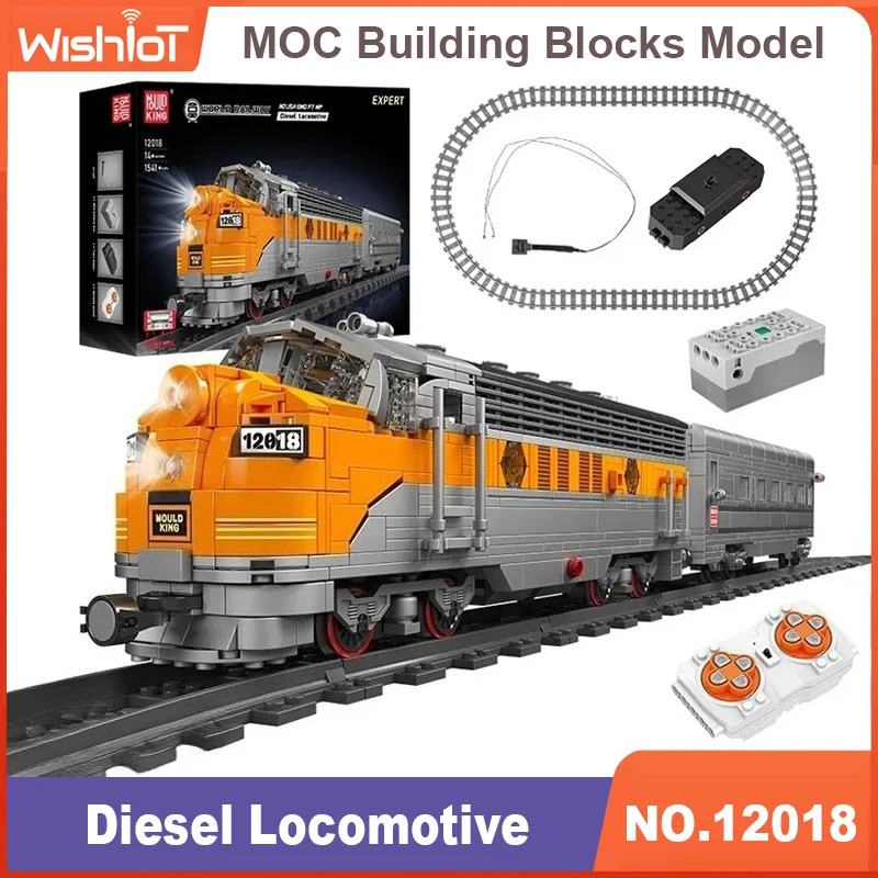 

Mould King 12018 Technical Train Building Block Remote Control USA EMD F7 WP Diesel Locomotive Model Kids Christmas Gift Toys