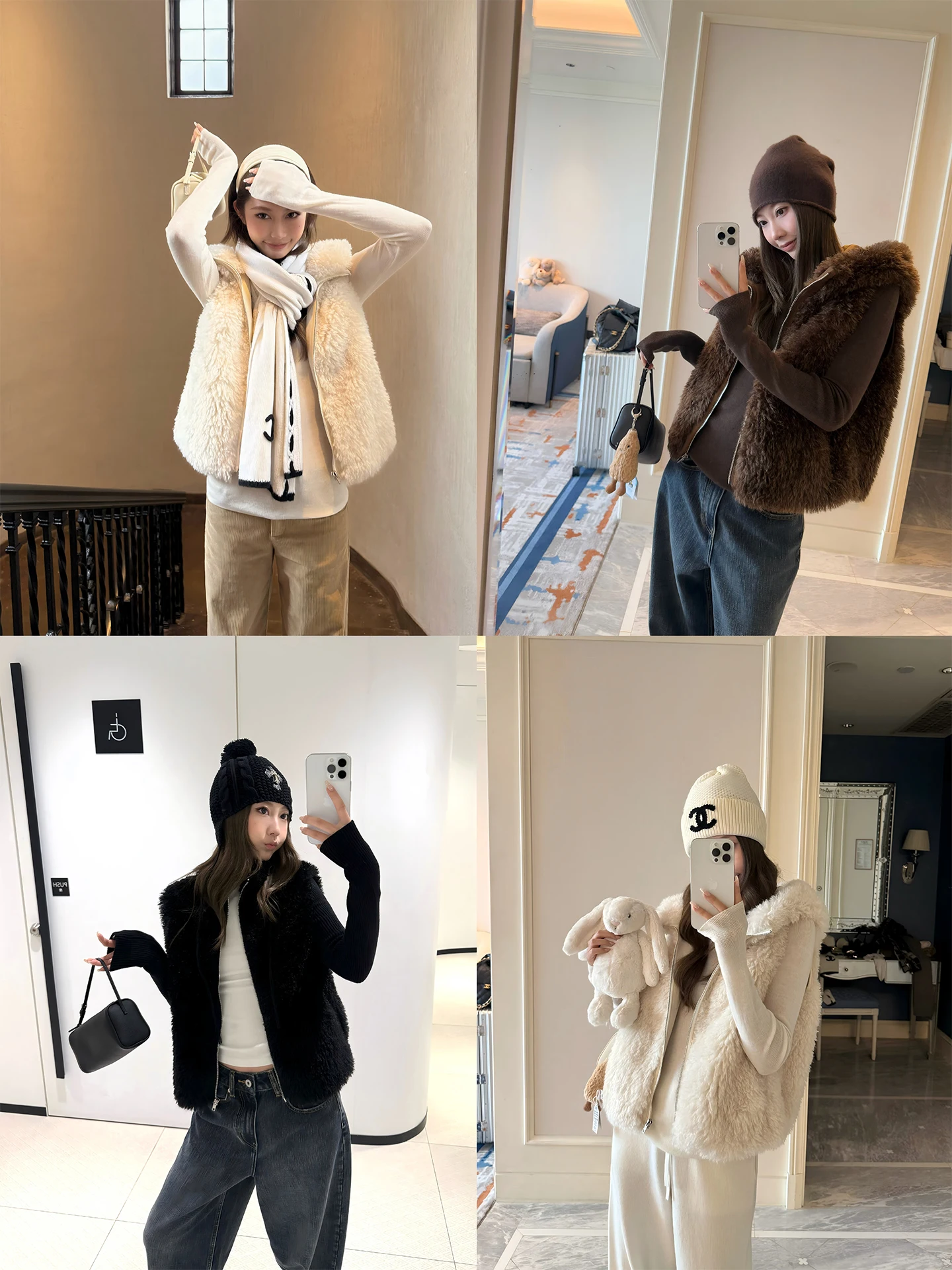 

4PRIL экологически чистый вязаный топ в стиле пэчворк, женский зимний утягивающий топ с капюшоном из искусственного меха, повседневный топ со стойкой, застежка-молния