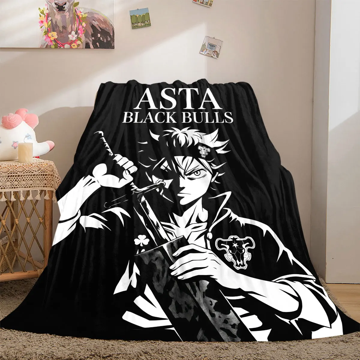 Manta de Franela con Estampado 2D de Black Clover, Diseño de Personajes de Anime para Dormitorio, Cama, Sofá, Viajes y Picnic_LIAN
