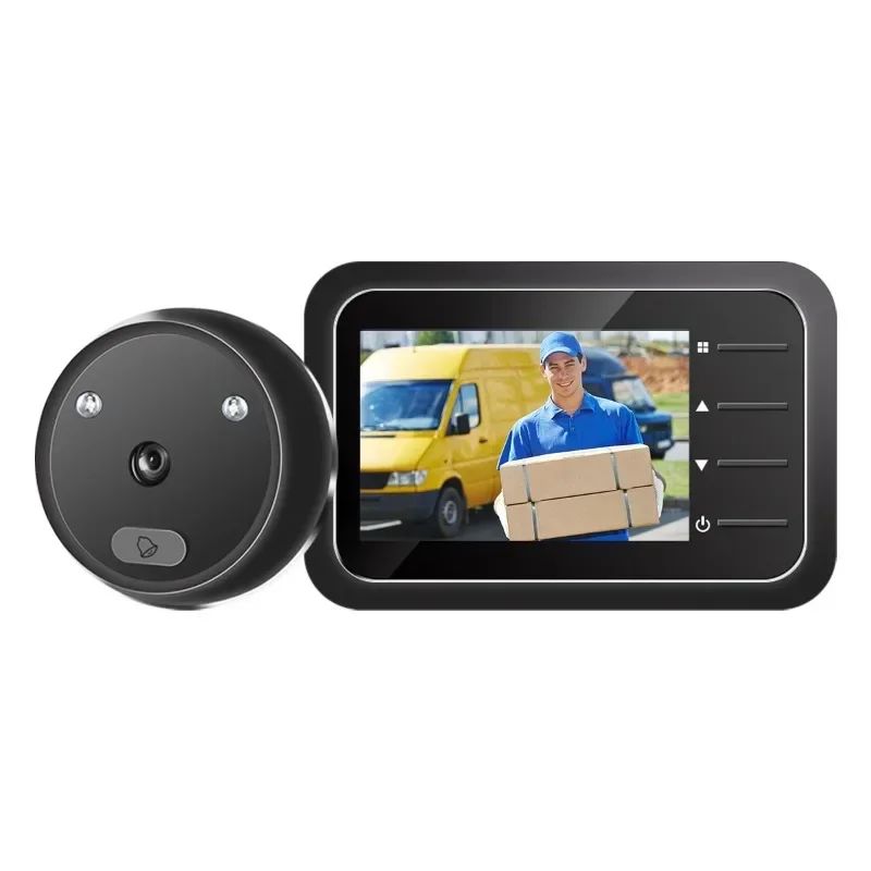 Smart Peephole Doorbell Camera, Home Peephole Viewer, Auto Record, Anel Eletrônico, HD, IR, Visão Noturna, Vídeo, 2,4"